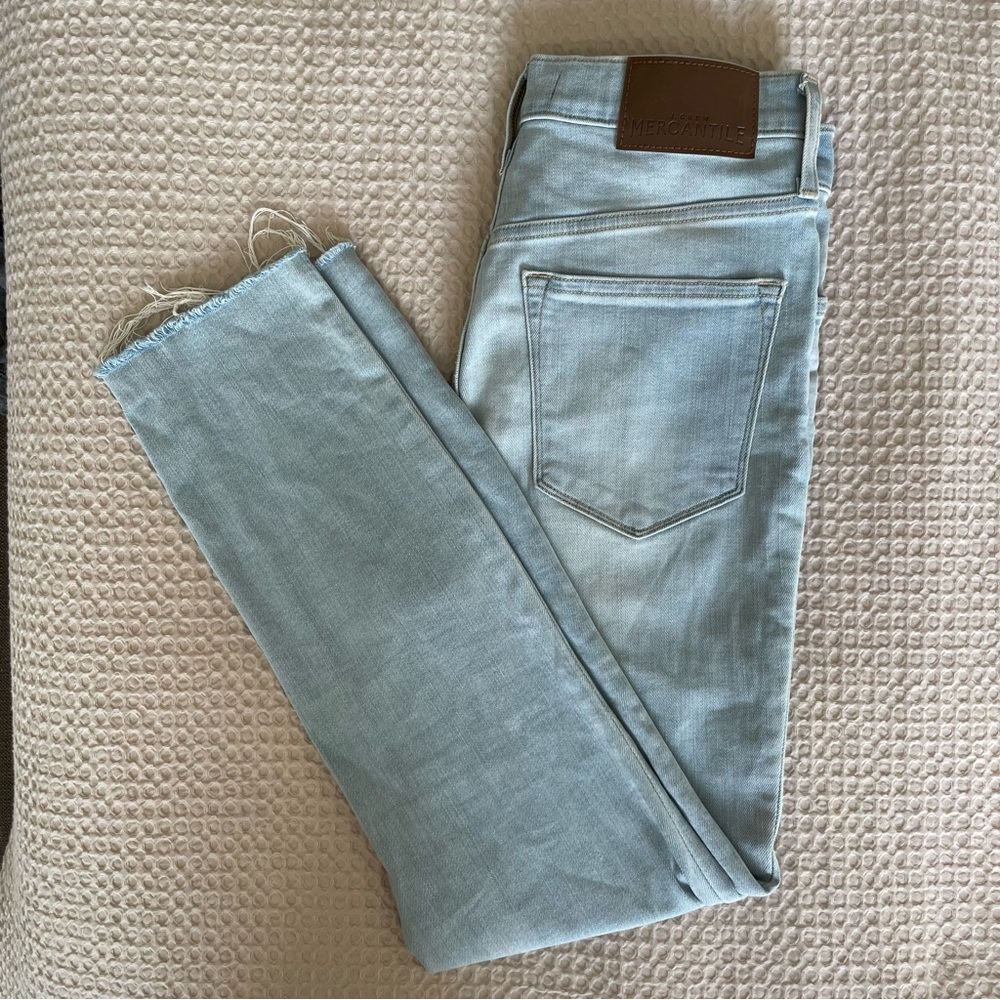 J Crew Highest Waist Light Wash Cropped Jeans